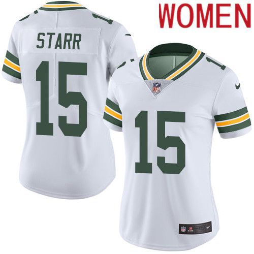 Women Green Bay Packers 15 Bart Starr White Nike Vapor Limited NFL Jersey
